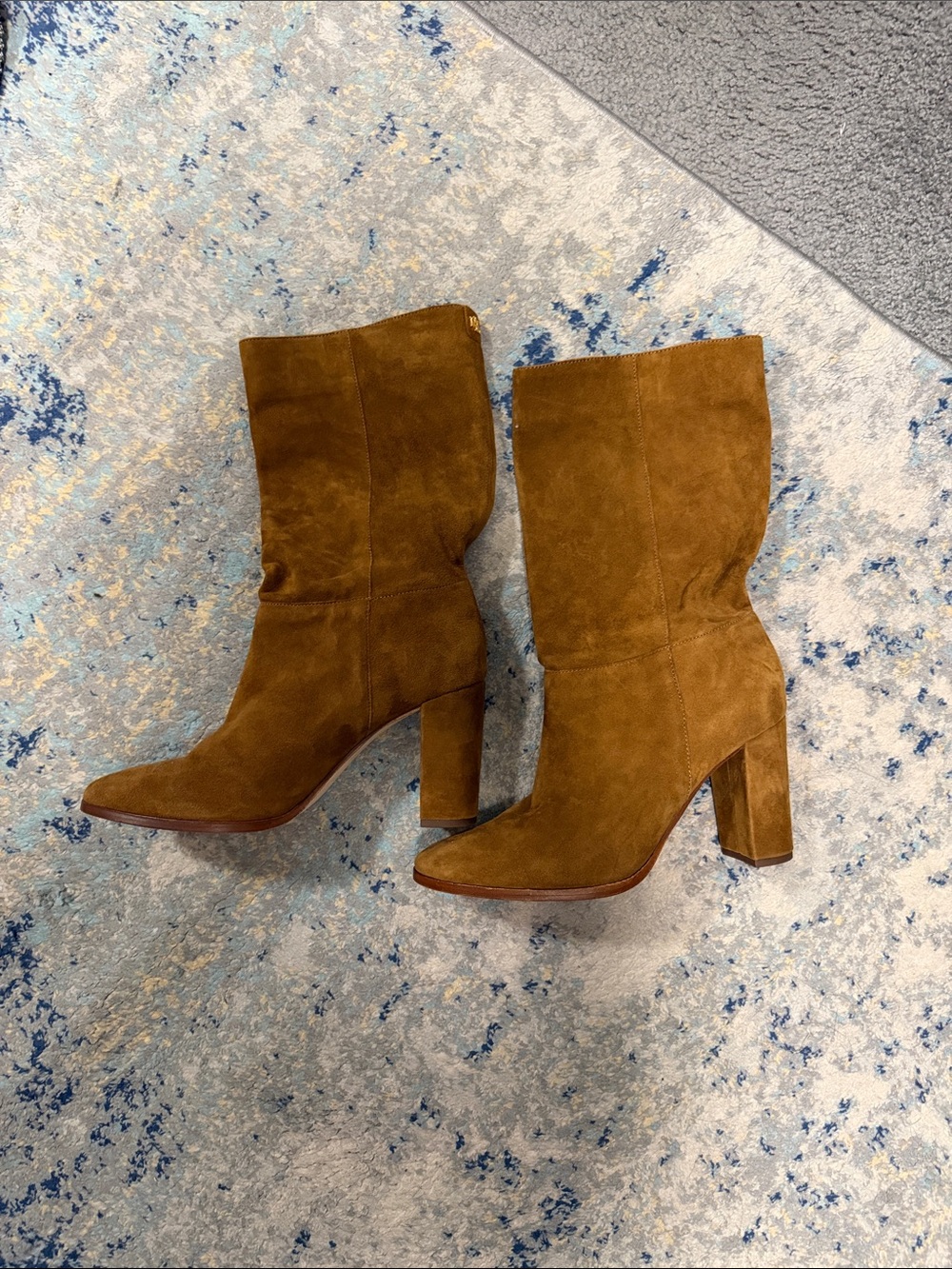 Ralph Lauren slouchy suede cinnamon boots
